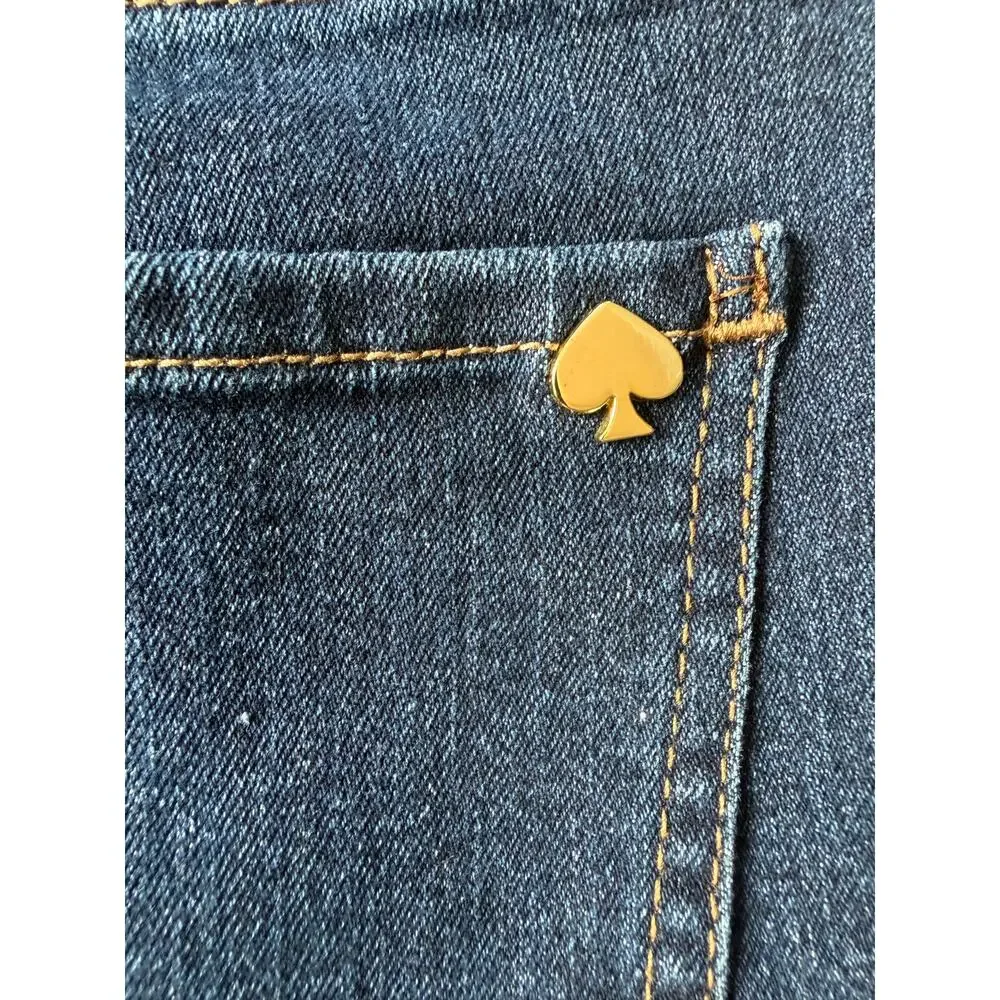 Kate Spade New York Girls Dark Wash Skinny Jeans Gold Spade Size 10